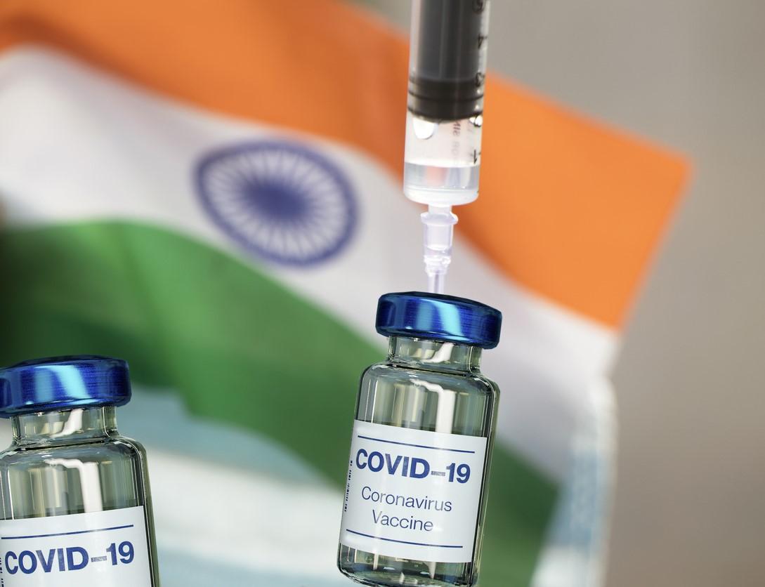 COVID-19 vaccine with flag of India
