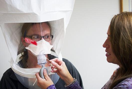 N95 mask being fit tested