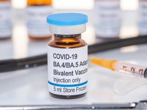 Vial of bivalent COVID booster vaccine