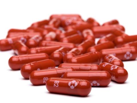 Pile of molnupiravir pills