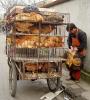 Poultry on a bike trailer