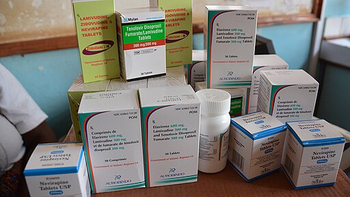 Boxes of HIV medications