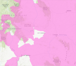 Map of CWD in Wyoming