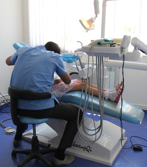 Dentist with patient