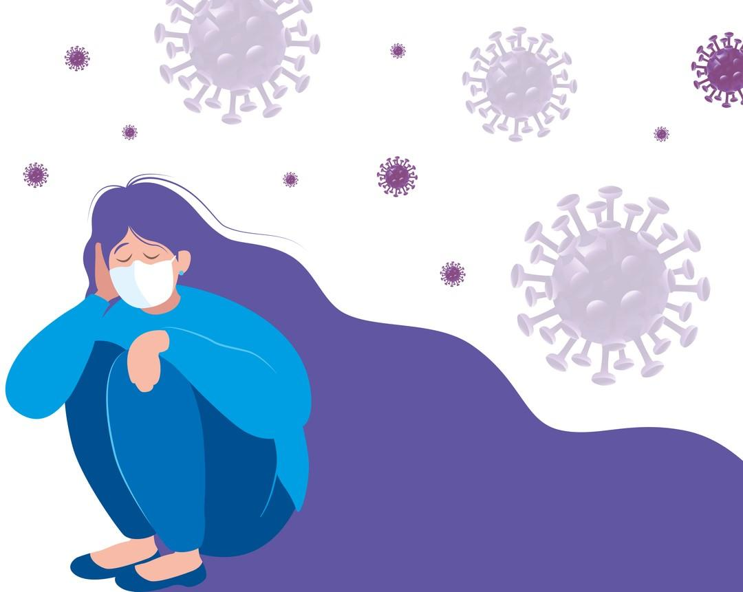 Graphic of woman with long COVID