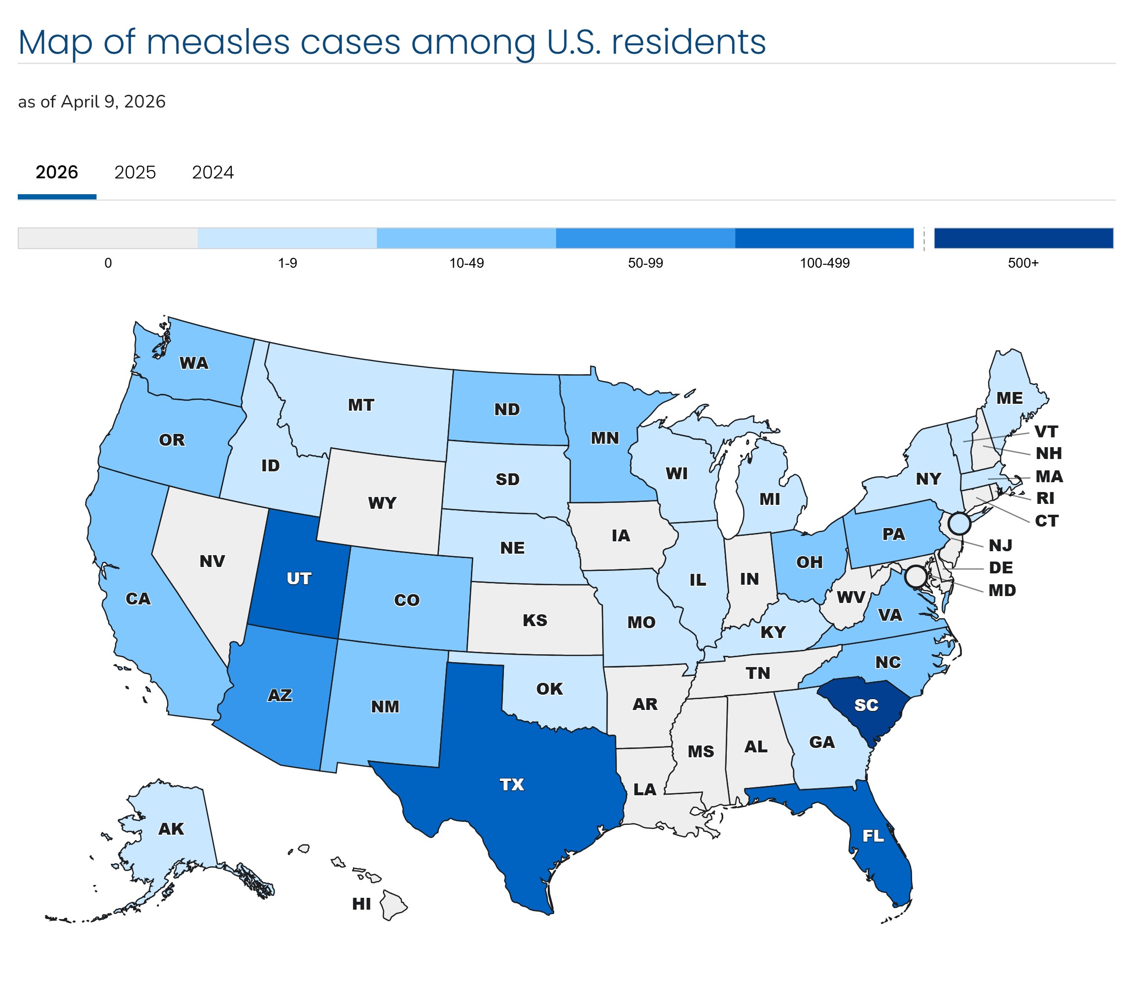 US measles map