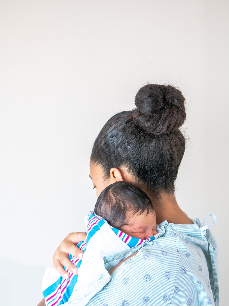 Mom holding baby