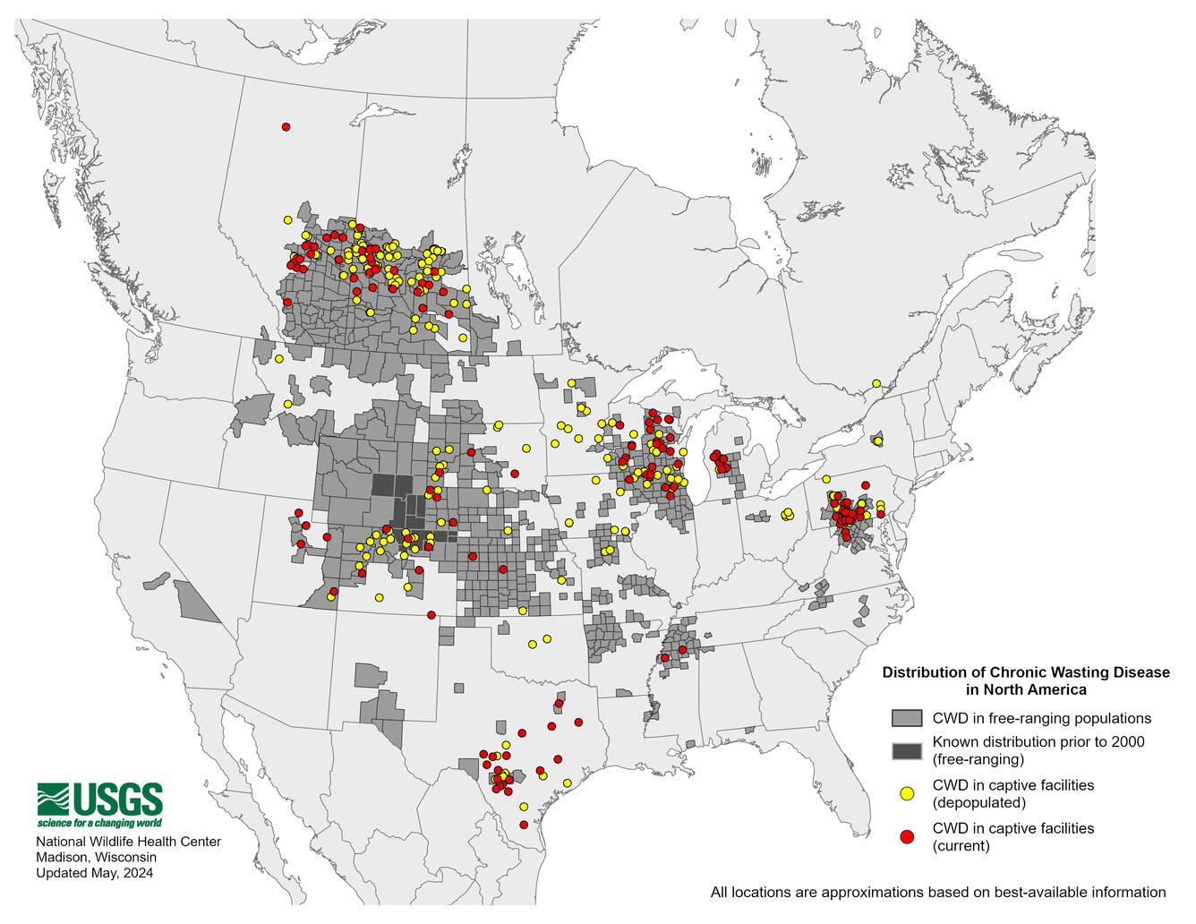 CWD distribution map US