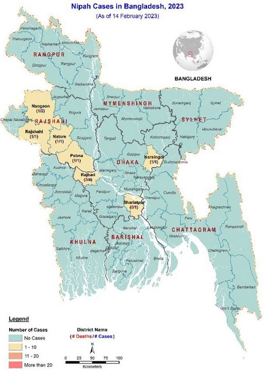Map of Nipah cases