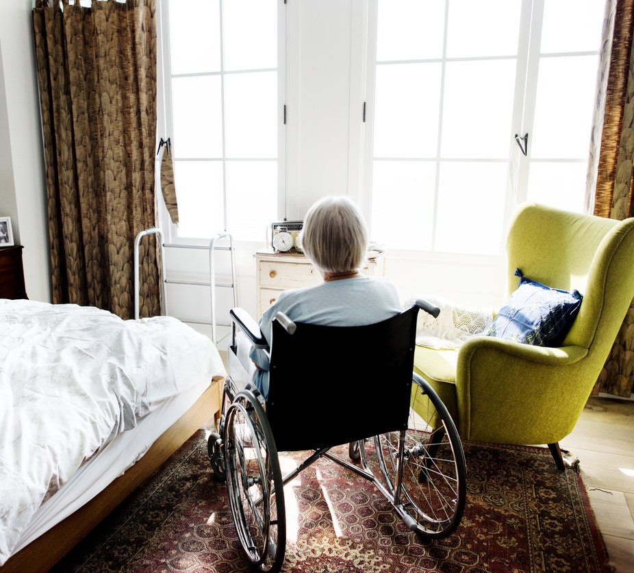 nursing home resident in wheelchair