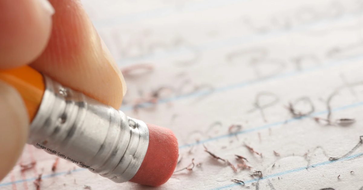 Pencil erasing text