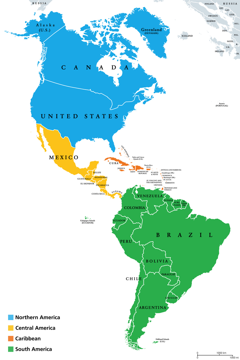 Map of the Americas