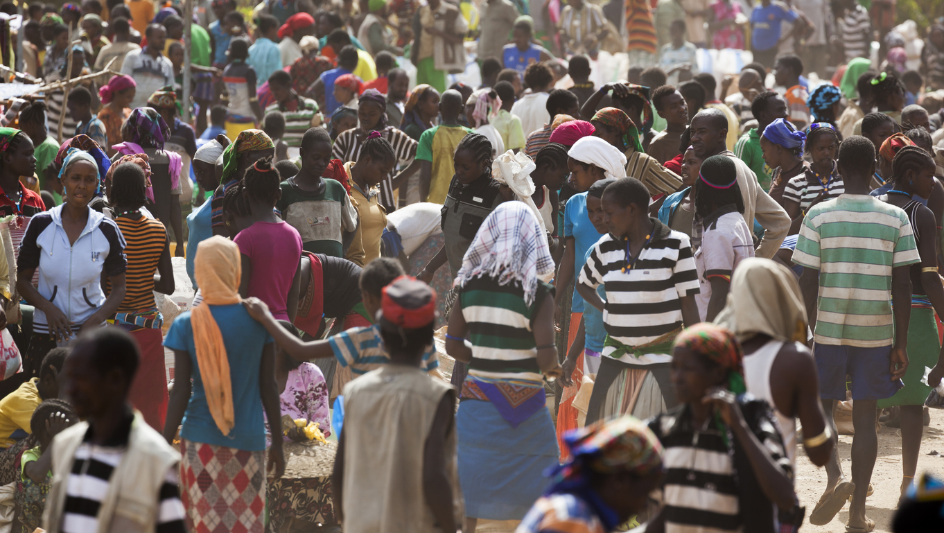 Crowded village in Africa