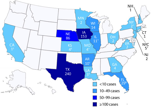 CDC Cyclospora Map