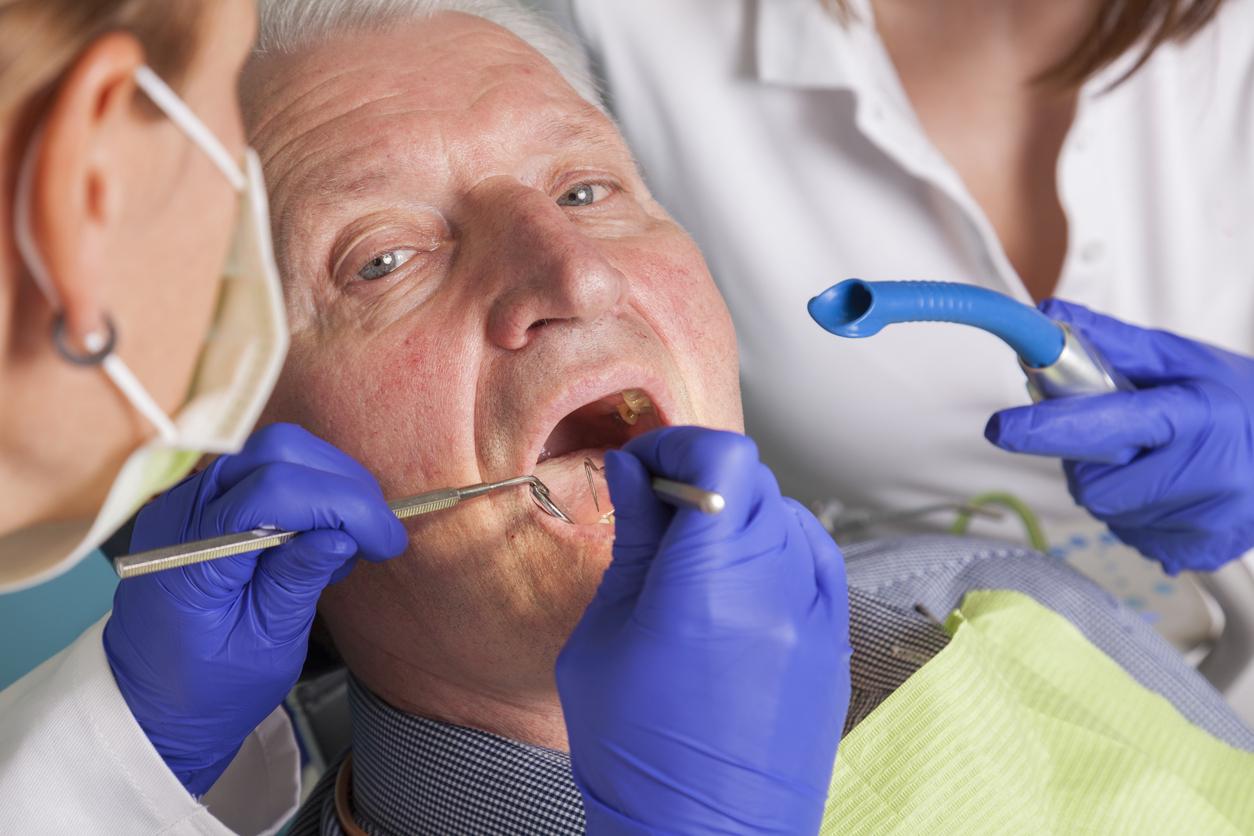 Older man at dentist