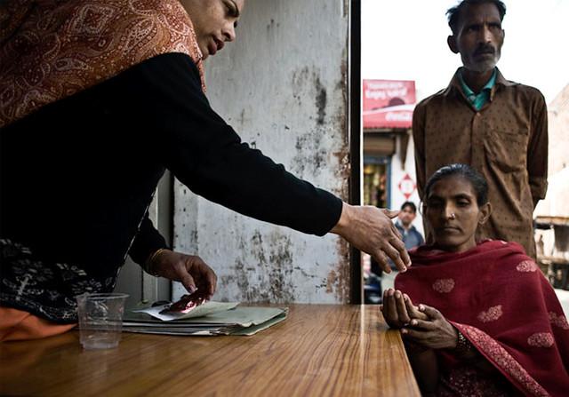 Woman receiving TB drugs