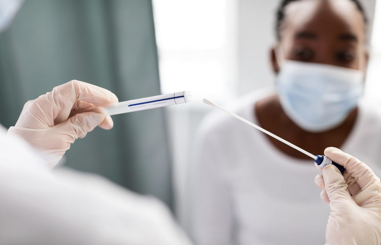 Close-up of nasal swab