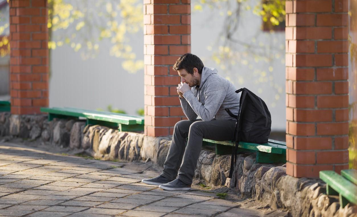 College student deep in thought