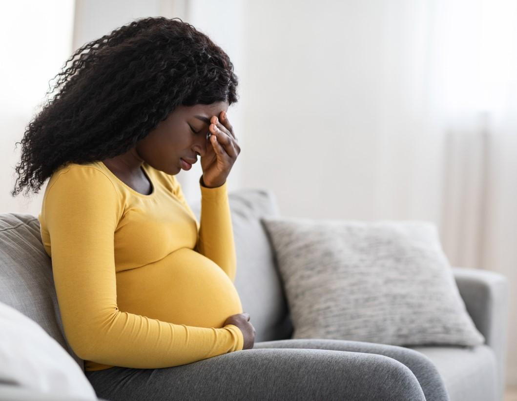 Distressed pregnant woman