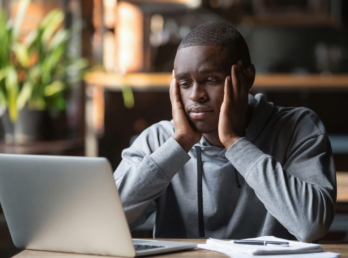 Unhappy student during remote learning