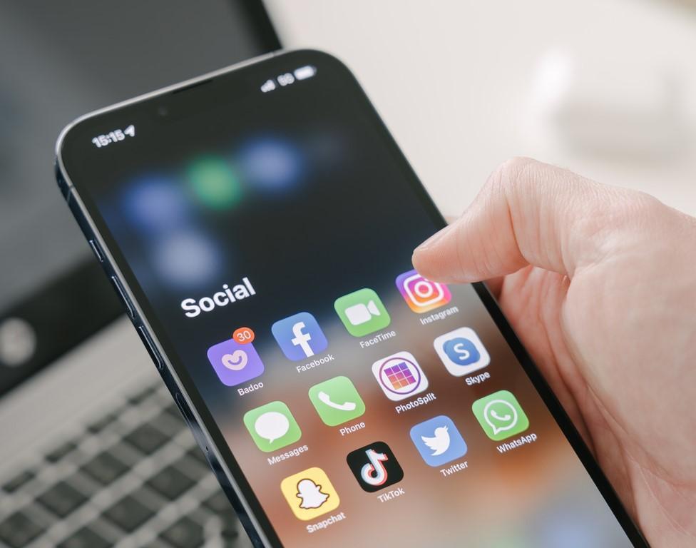 Social media icons on phone