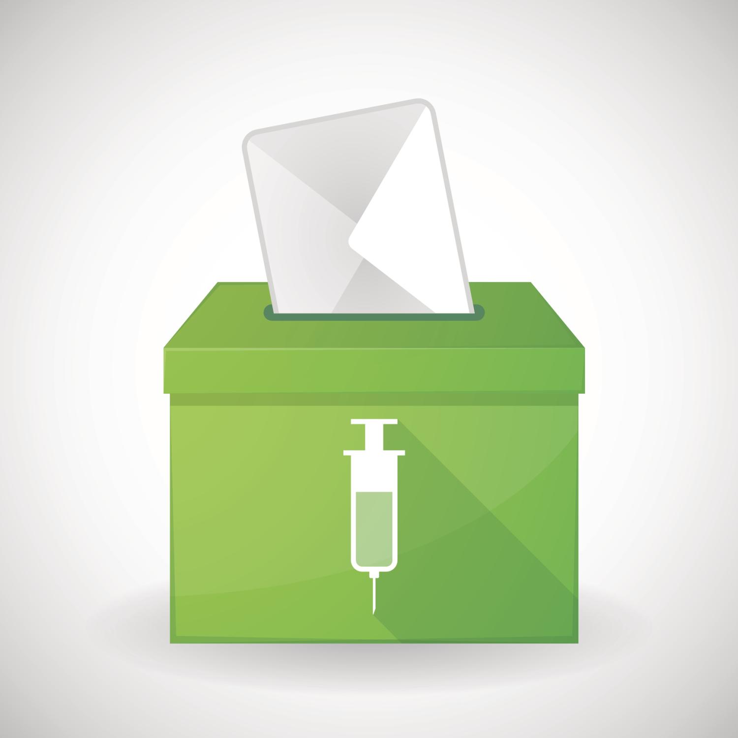 syringe on ballot box