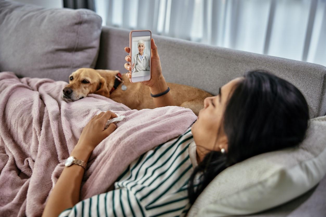 Telehealth patient with dog