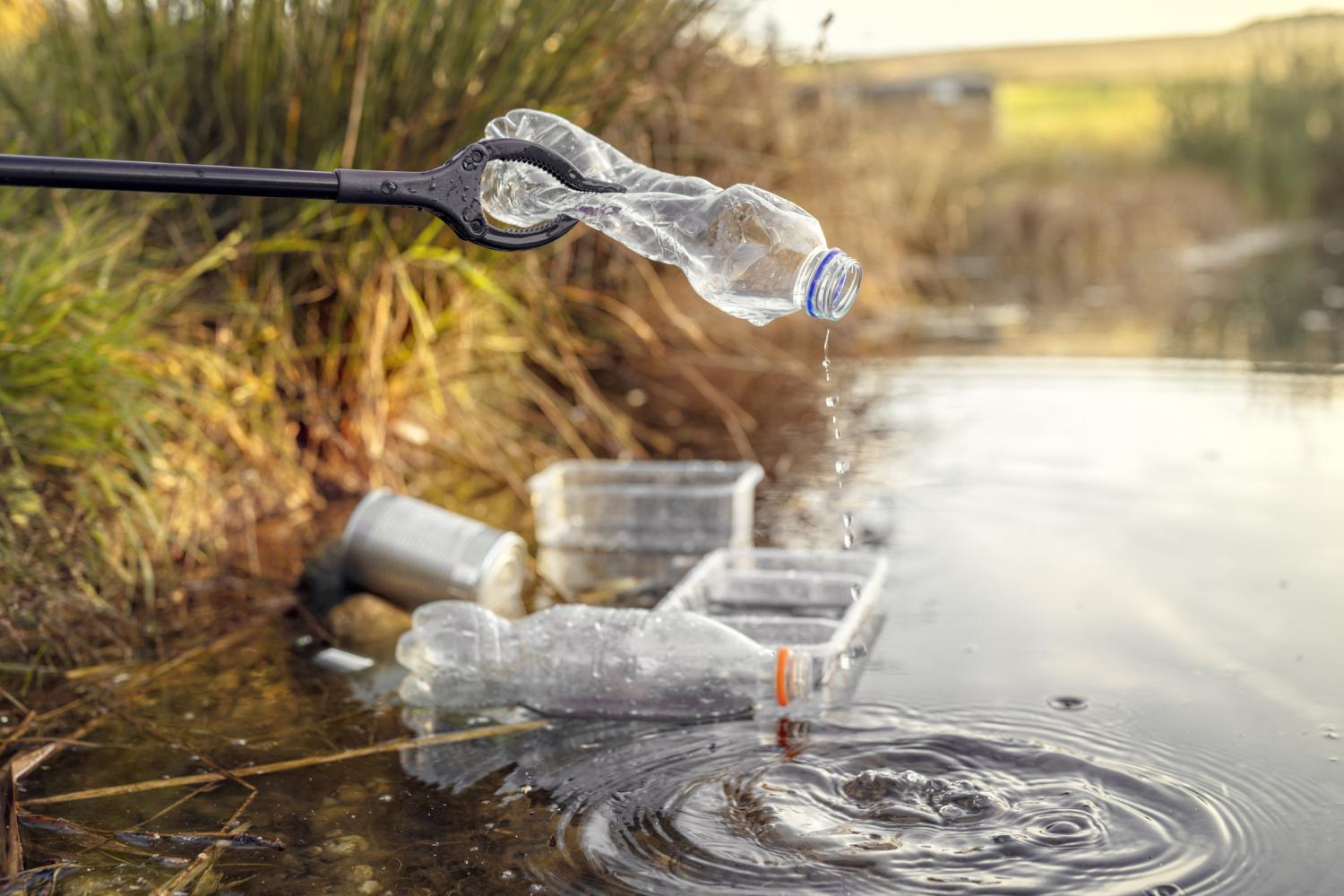 Plastic in river water