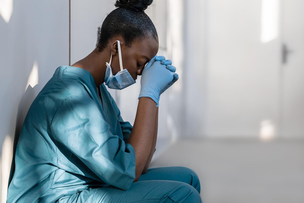 Tired healthcare worker