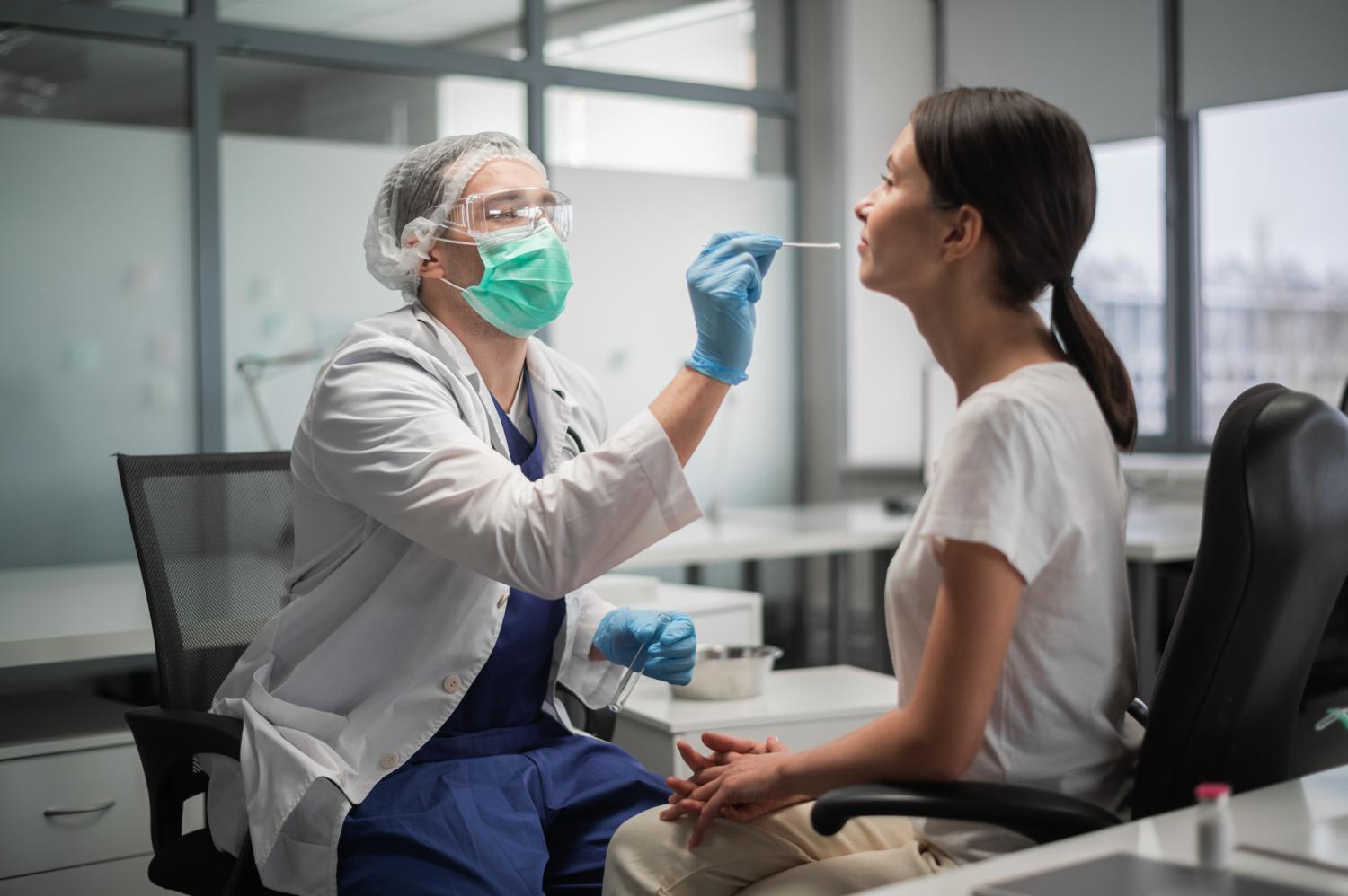 Patient getting a rapid viral test