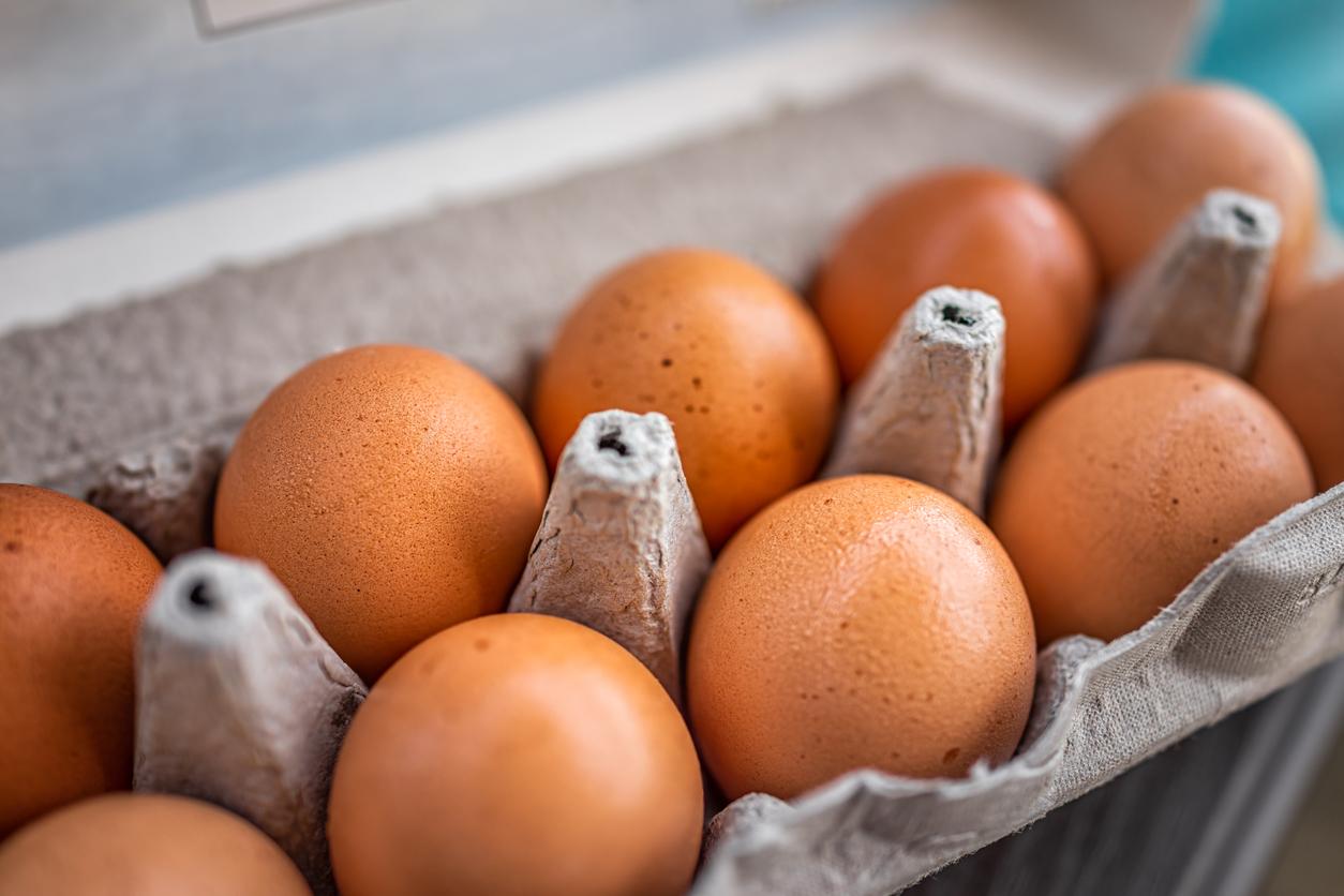 Brown eggs in carton