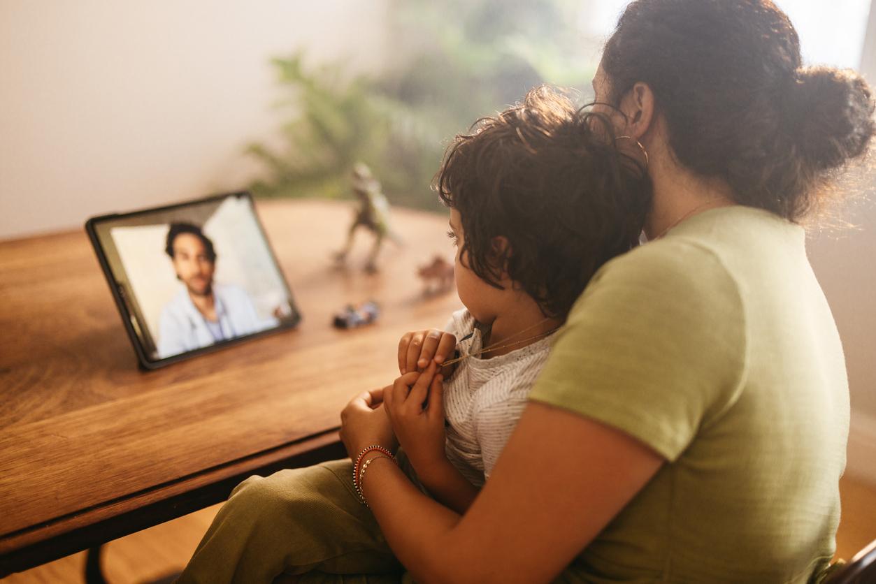 Telemedicine visit with parent and child