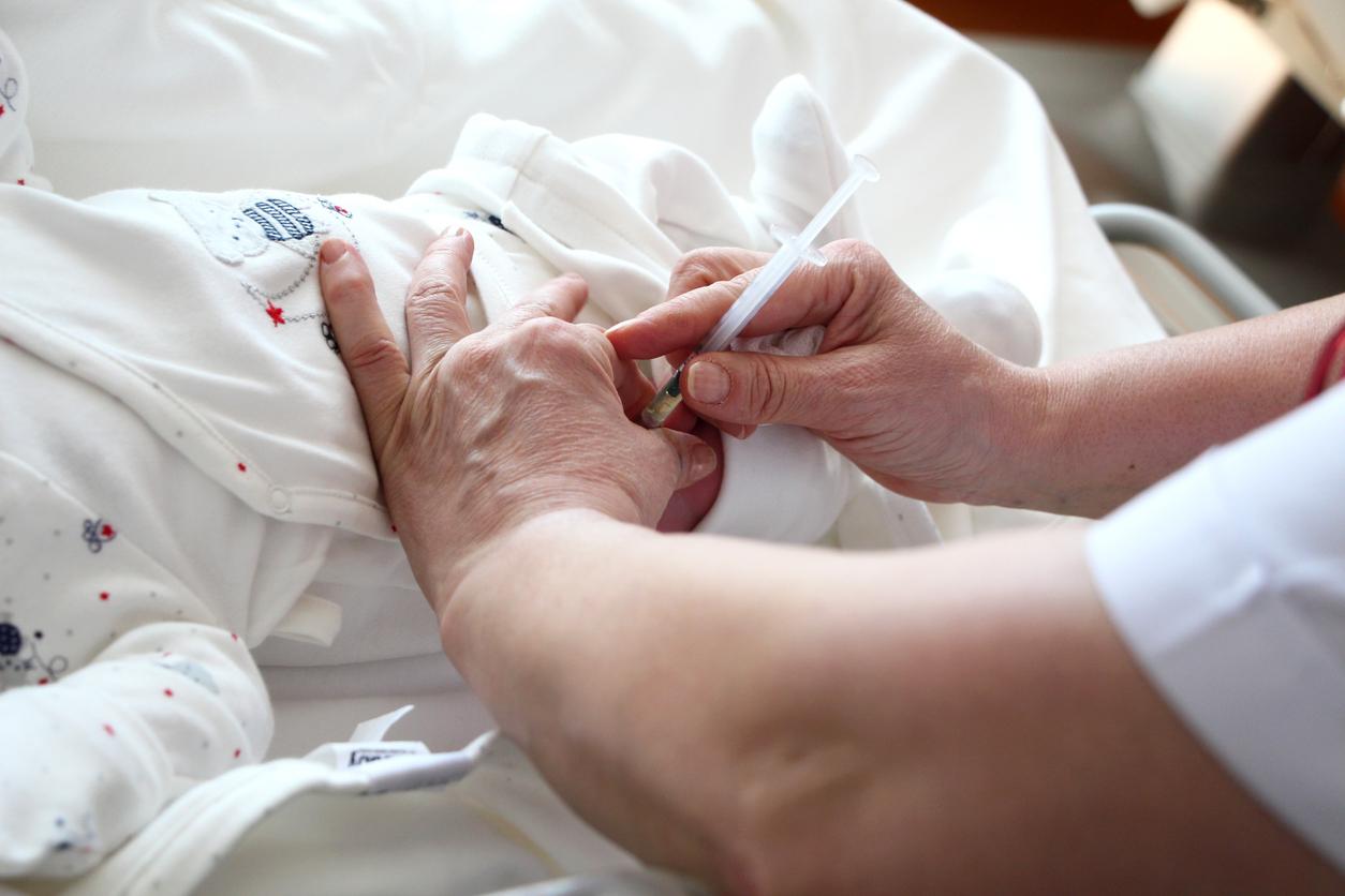 Newborn being vaccinated at hospital