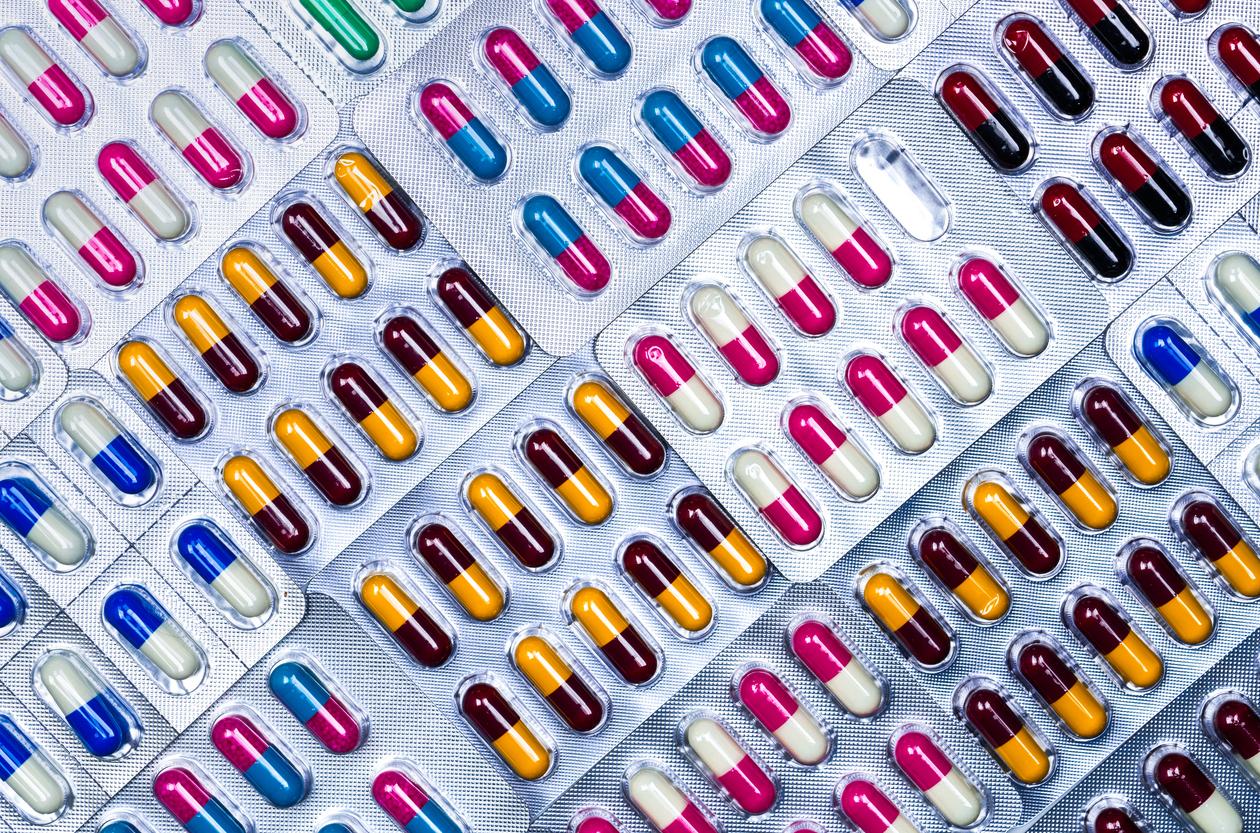 Colorful packages of antibiotics