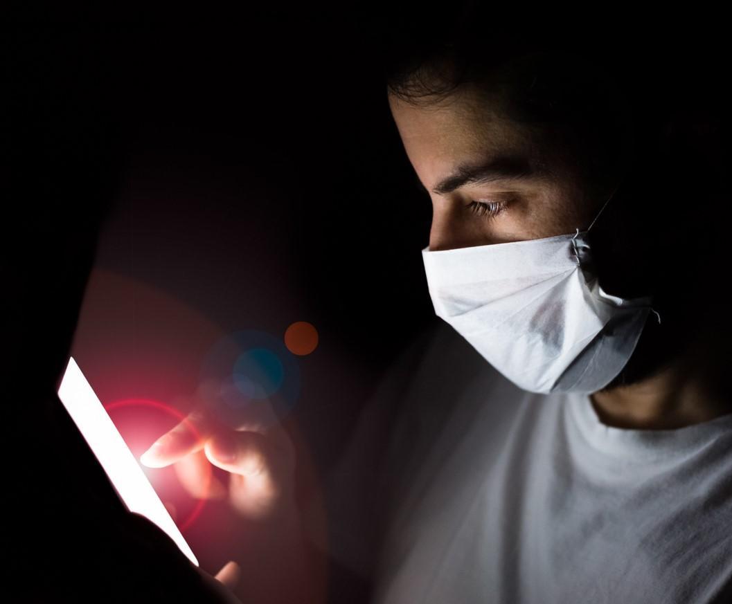 Man using smartphone