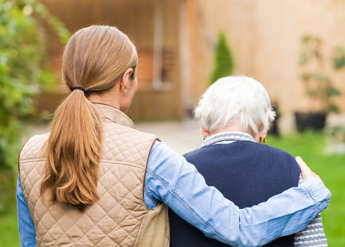 Woman with elderly mom