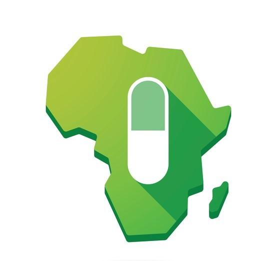 Africa map with pill