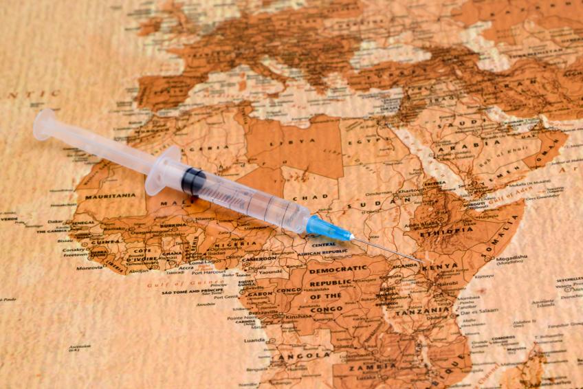 Africa map with syringe