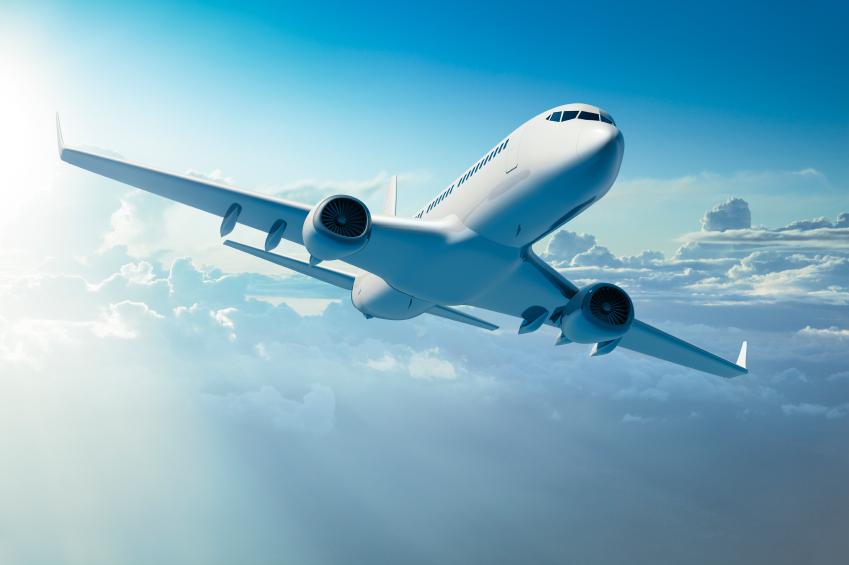 Airliner in clouds