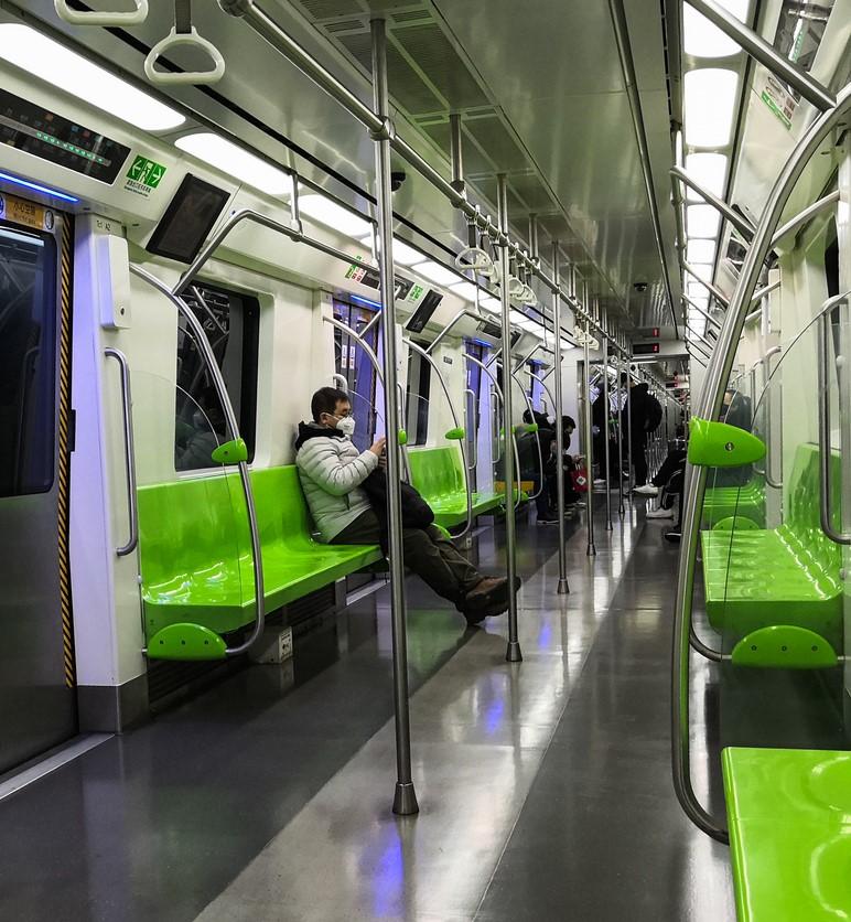 Almost empty train in Beijing