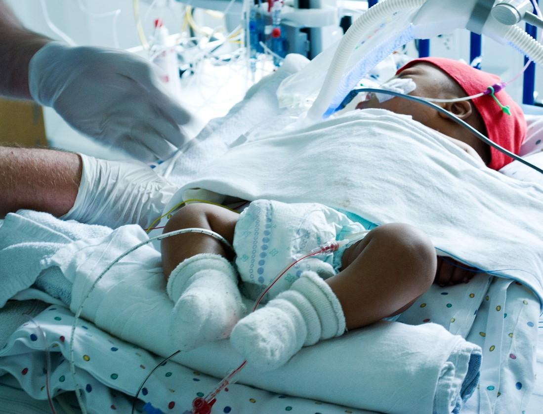 Baby in neonatal intensive care unit NICU