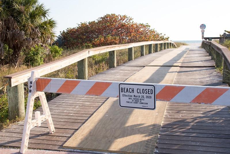 Beach closed sign