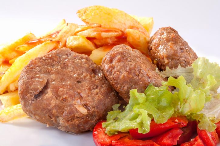 Plate of burgers and fries