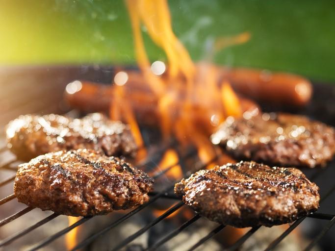 Burgers on grill