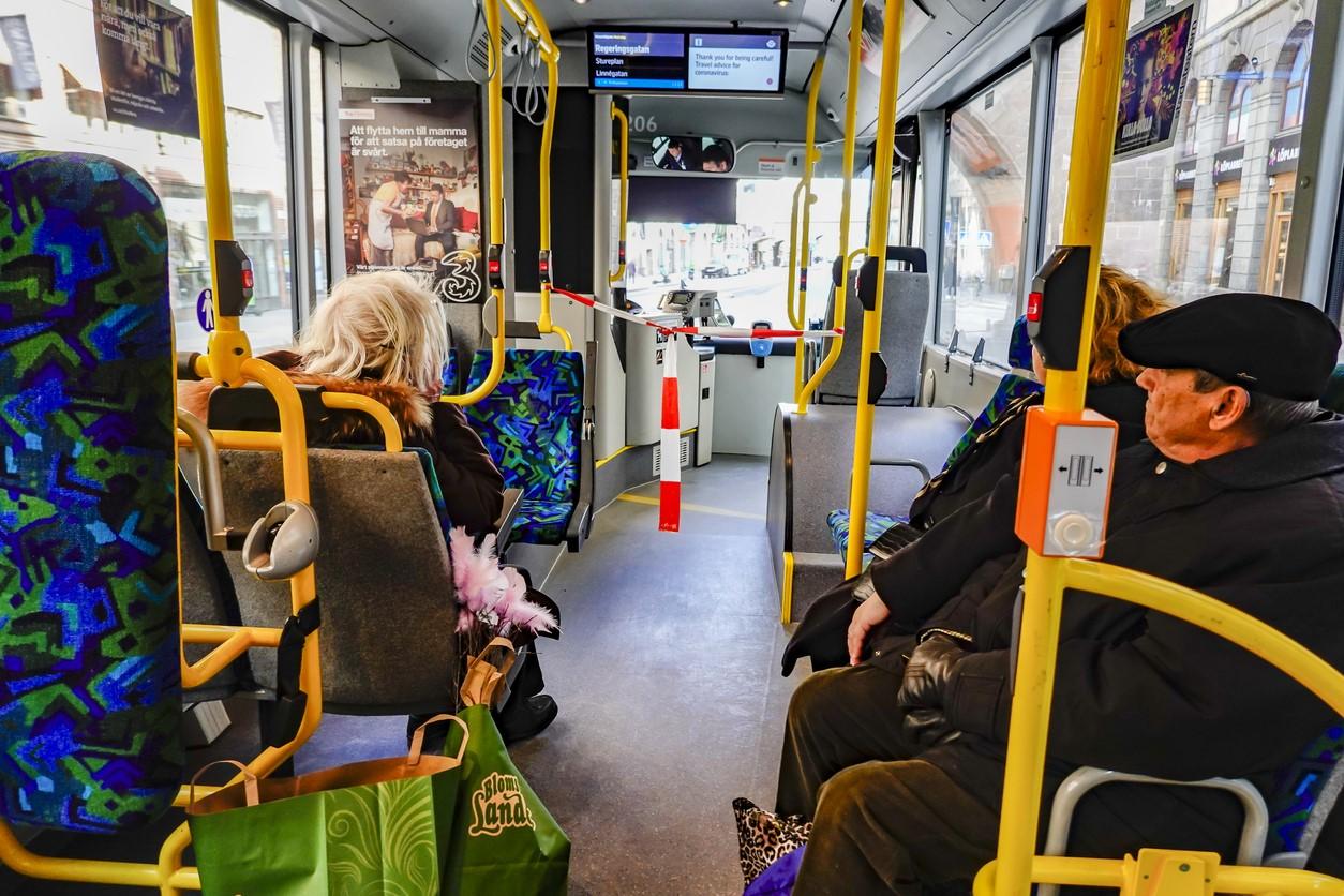 Passengers on bus in Stockholm