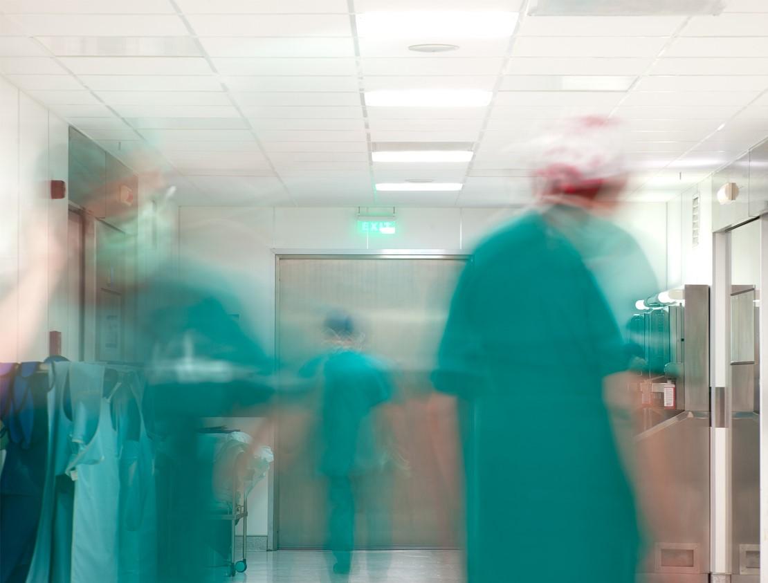 Busy blurry surgical corridor
