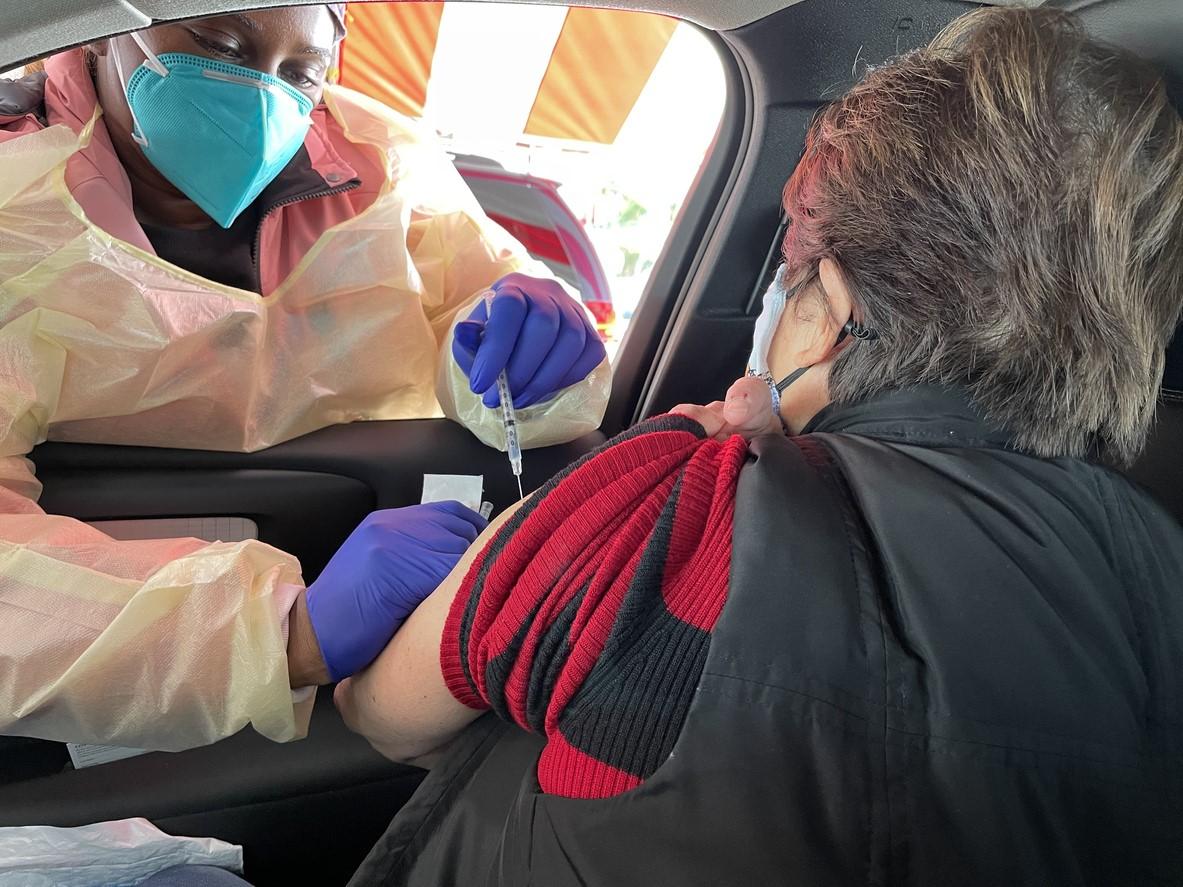 COVID-19 vaccination in a car