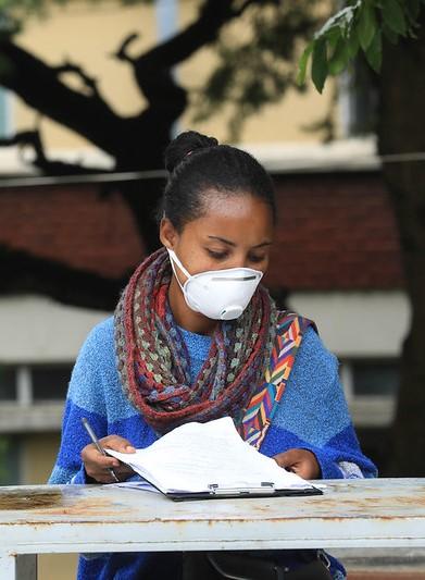 Social worker helping with COVID-19 relief efforts