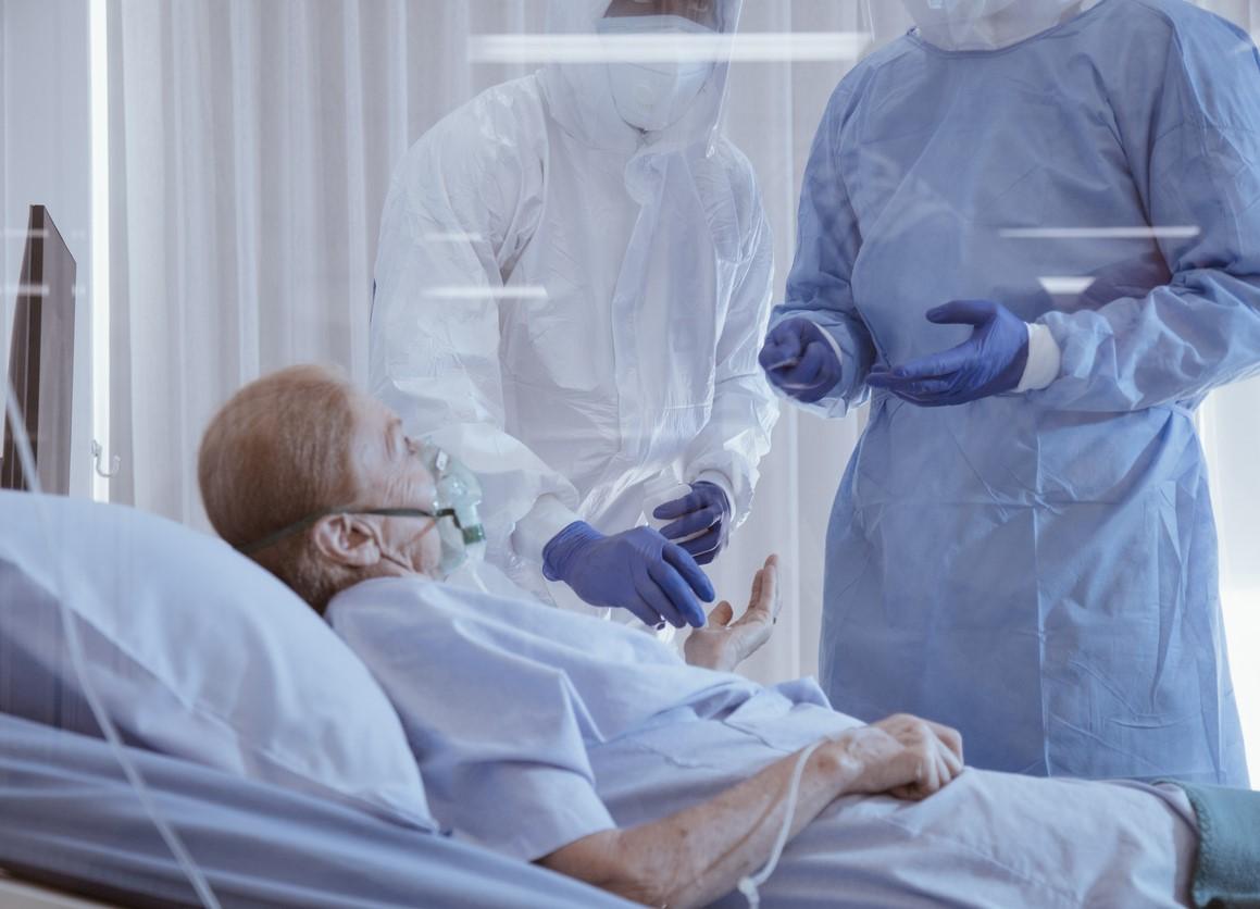 COVID-19 patient and medical team