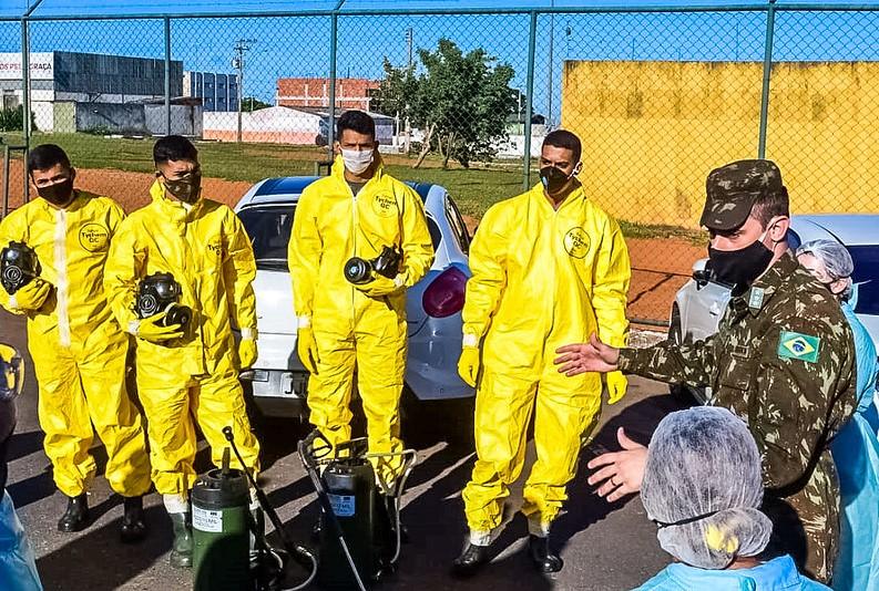 COVID-19 sanitizing team in Brazil